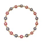 Sapphire, Ruby and Diamond Necklace-Bracelet Combination