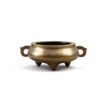 A bronze tripod incense burner, Qing dynasty, 17th-18th century | 清十七至十八世紀 銅雙耳爐