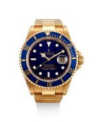 ROLEX | SUBMARINER, REFERENCE 16618 T, A YELLOW GOLD WRISTWATCH WITH DATE AND BRACELET, CIRCA 2006