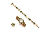Emerald and Diamond Bracelet and Wristwatch || Emerald and Diamond Ring | 海瑞溫斯頓 及 Garvelli | 祖母綠 配 鑽石 手鏈及腕錶 || 祖母綠 配 鑽石 戒指