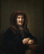 PIETER VERELST | A TRONIE OF AN OLD WOMAN SEATED, HOLDING SPECTACLES IN HER RIGHT HAND