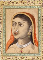 Portrait of a Lady, calligraphic album page from the Friedrich Sarre Collection, India, Mughal, Lucknow, late 18th century