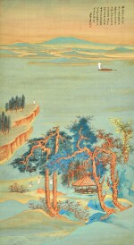  張大千 仿王希孟〈千里江山圖〉| Zhang Daqian (Chang Dai-chien, 1899-1983), Landscape after Wang Ximeng