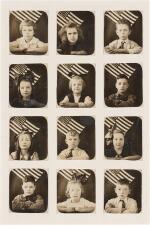 Portraits of Young Students with an American Flag