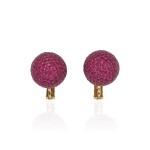 PAIR OF RUBY EAR CLIPS, MICHELE DELLA VALLE