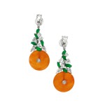 Pair of jadeite and diamond earrings