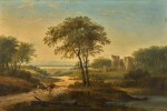 WILLIAM SADLER | A COASTAL LANDSCAPE WITH TRAVELLERS BY A CASTLE RUIN