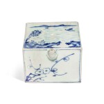 A blue and white 'landscape' square-form waterdropper, Joseon dynasty, 18th / 19th century 