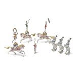 HORSES: A GROUP OF SILVER AND ENAMEL CIRCUS FIGURES, DESIGNED BY GENE MOORE FOR TIFFANY & CO., NEW YORK, CIRCA 1990