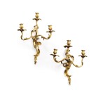 A pair of Louis XV style gilt-bronze wall appliques