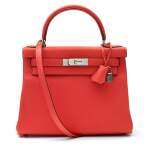 Rose Texas Retourne Kelly 28cm in Taurillon Clemence Leather with Palladium Hardware, 2020