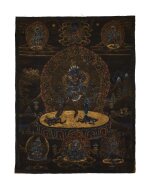 A thangka of Chakrasamvara and Vajravarahi, Tibet, circa 18th century | 西藏 約十八世紀 勝樂金剛黑唐卡  ﻿