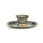 A cloisonné enamel cup and stand, Ming dynasty, 16th century  |  明十六世紀 掐絲琺瑯纏枝蓮紋盃連盞托