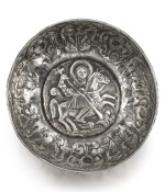 AN OTTOMAN SILVER REPOUSSÉ BOWL FEATURING ST. GEORGE AND THE DRAGON, GREECE, EARLY 17TH CENTURY