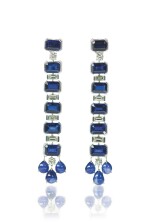 PAIR OF KYANITE, SAPPHIRE AND DIAMOND EARRINGS, MICHELE DELLA VALLE   