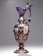 Chicago World's Fair of 1893: An American Silver-Gilt, Enamel, and Jewel-Mounted Glass Jug, Gorham Mfg. Co., Providence, RI, the Enamels by George de Festetics, 1893