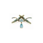 Lalique | Aquamarine and Enamel Brooch [海水藍寶配琺瑯彩別針]