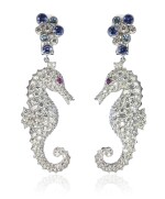 Pair of gem set and diamond earrings, 'Cavallucci Marini', Michele della Valle