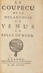 Le Coupecu de la mélancolie. 1698. Rel. de Trautz-Bauzonnet. Ex. Béhague et La Roche Lacarelle.