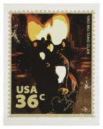 DARIO; [RZA] | 36 Cents Wu-Tang Clan Stamp. #1/36, THE ONLY ONE SIGNED BY BOTH RZA AND THE ARTIST.