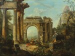 A capriccio of classical ruins | Paysage de ruines animé