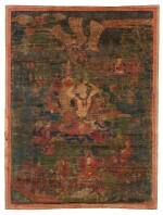 A rare thangka depicting Prince Siddhartha Tibet, 17th- 18th century | 西藏 十七至十八世紀 悉達多太子塔前削髮唐卡 設色布本