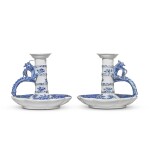 A Pair of Chinese Export Blue and White Chambersticks, Qing Dynasty, Qianlong Period, circa 1785