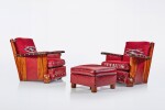 Pair of Club Chairs and Ottoman