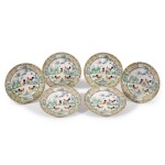 A set of six Chinese style famille rose plates, 20th century