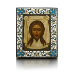 A Fabergé small silver and cloisonné enamel icon of the Mandylion, Feodor Rückert, Moscow, 1899-1908