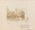 Quatrain autographe à Mery Laurent (nov. 1890), sous la photo de sa maison qui allait être détruite.