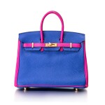 Bleu Electrique and Rose Pourpe HSS Bi Colour Birkin 25cm in Togo Leather with Rose Gold Hardware, 2020