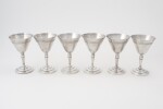 A SET OF SIX ENGLISH SILVER-PLATED COCKTAIL GLASSES 