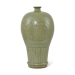 A large inscribed Longquan celadon meiping Ming dynasty 明 龍泉青釉纏枝花卉紋金玉滿堂梅瓶