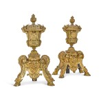 A pair of Louis XIV style gilt-bronze chenets, 19th century