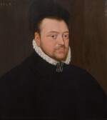 Portrait of a man, half-length, in black costume with a white ruffled collar