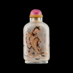 An inside-painted glass 'Guanyin' snuff bottle By Ma Shaoxian, dated bingwu year, corresponding to 1906 | 丙午（1906年） 馬紹先作玻璃內畫觀音菩薩像鼻煙壺