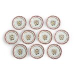 A Set of Ten Chinese Export Famille-Rose Armorial Plates for the Spanish Market Qing Dynasty, Qianlong Period, Circa 1769 | 清乾隆 約1769年 粉彩紋章圖盤十件
