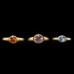 Three gem-set solid gold rings Khmer, 7th - 12th century | 高棉 七至十二世紀 金嵌寶戒指一組三枚