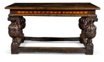 An Elizabethan style oak centre table, 19th century incorporating earlier elements