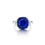 Sapphire and Diamond Ring | 卡地亞鑲嵌 | 12.84克拉 天然「斯里蘭卡」未經加熱藍寶石 配 鑽石 戒指
