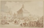 THOMAS ROWLANDSON | Market day in a country town, possibly Brackley, Northamptonshire