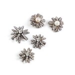 Frances Patiky Stein's Collection: Lot of Three Star Brooches and A Pair of Earrings Covered in Strass, Circa 1971-1981