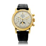 PATEK PHILIPPE | REFERENCE 3970E  A YELLOW GOLD PERPETUAL CALENDAR CHRONOGRAPH WRISTWATCH WITH MOON PHASES AND LEAP YEAR INDICATION, MADE IN 1992