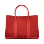 Hermès Rouge Tomate and Capucine Garden Party 36cm of Canvas and Country Cowhide with Palladium Hardware