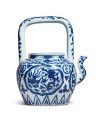 A blue and white 'dragon and phoenix' ewer, Wanli mark and period