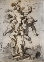Putti with a heart transfixed by an arrow
