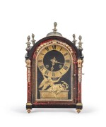 A gilt-bronze, tinted horn, brass and blackened wood clock, Louis XIV, circa 1700 | Pendule religieuse en bois noirci, laiton et corne teintée d'époque Louis XIV, vers 1700