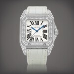 Santos 100, Reference 2881 | A white gold and diamond-set wristwatch, Circa 2006 | 卡地亞 | Santos 100 型號2881 | 白金鑲鑽石腕錶，約2006年製