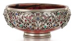 A FABERGÉ JEWELLED SILVER-MOUNTED RHODONITE BOWL, WORKMASTER JULIUS RAPPOPORT, ST PETERSBURG, 1899-1903
